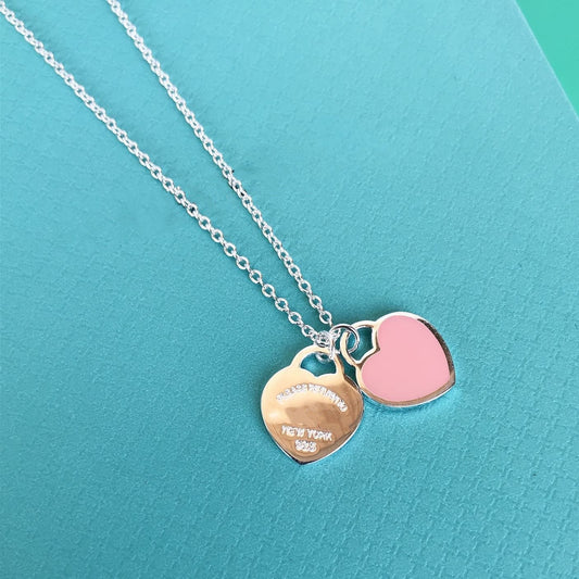 [Renovia Jewelry]DOUBLE HEART PEDANT SILVER NECKLACE