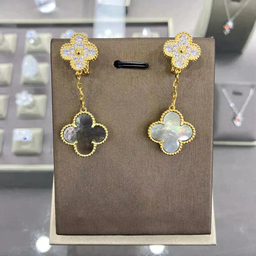 [Renovia Jewelry]CLOVER  2 MOTIFS  DIAMOND  EARRINGS (MULTIPLE CHOICESç´