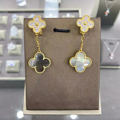 [Renovia Jewelry]CLOVER  2 MOTIFS  DIAMOND  EARRINGS (MULTIPLE CHOICESç´