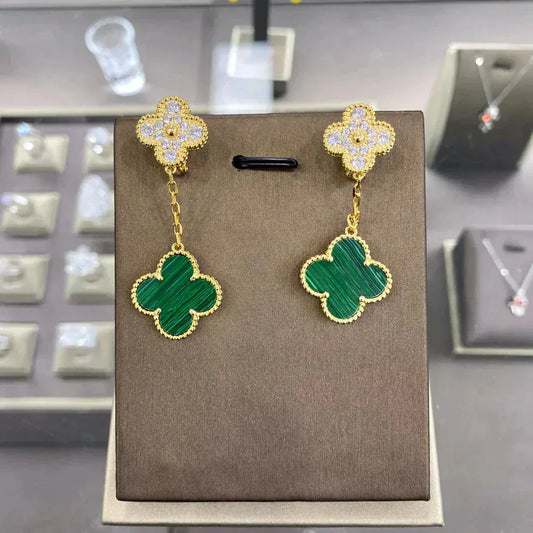 [Renovia Jewelry]CLOVER  2 MOTIFS  DIAMOND  EARRINGS (MULTIPLE CHOICESç´