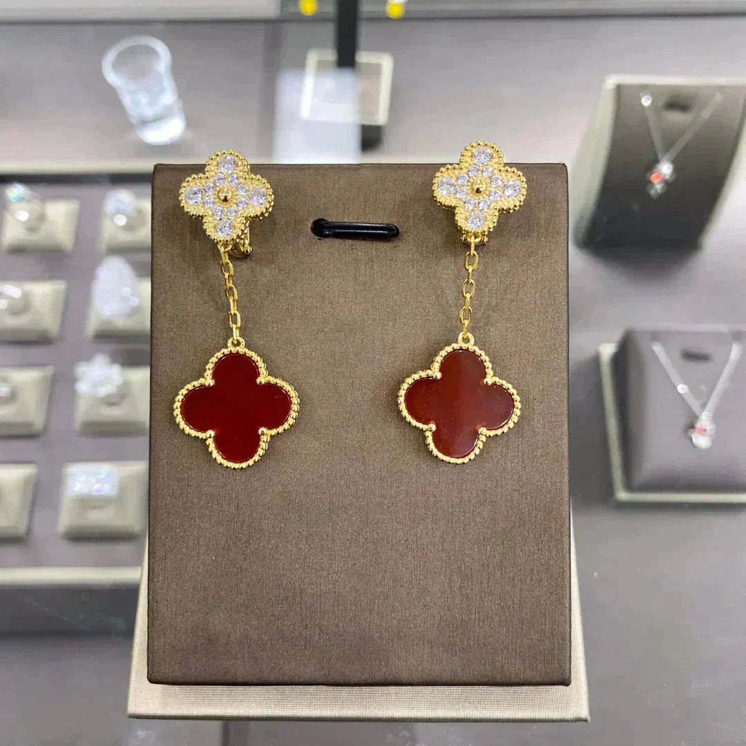 [Renovia Jewelry]CLOVER  2 MOTIFS  DIAMOND  EARRINGS (MULTIPLE CHOICESç´