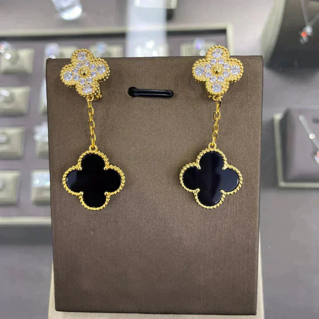 [Renovia Jewelry]CLOVER  2 MOTIFS  DIAMOND  EARRINGS (MULTIPLE CHOICESç´
