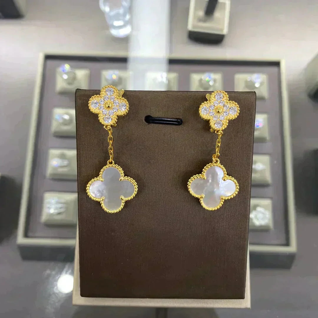 [Renovia Jewelry]CLOVER  2 MOTIFS  DIAMOND  EARRINGS (MULTIPLE CHOICESç´
