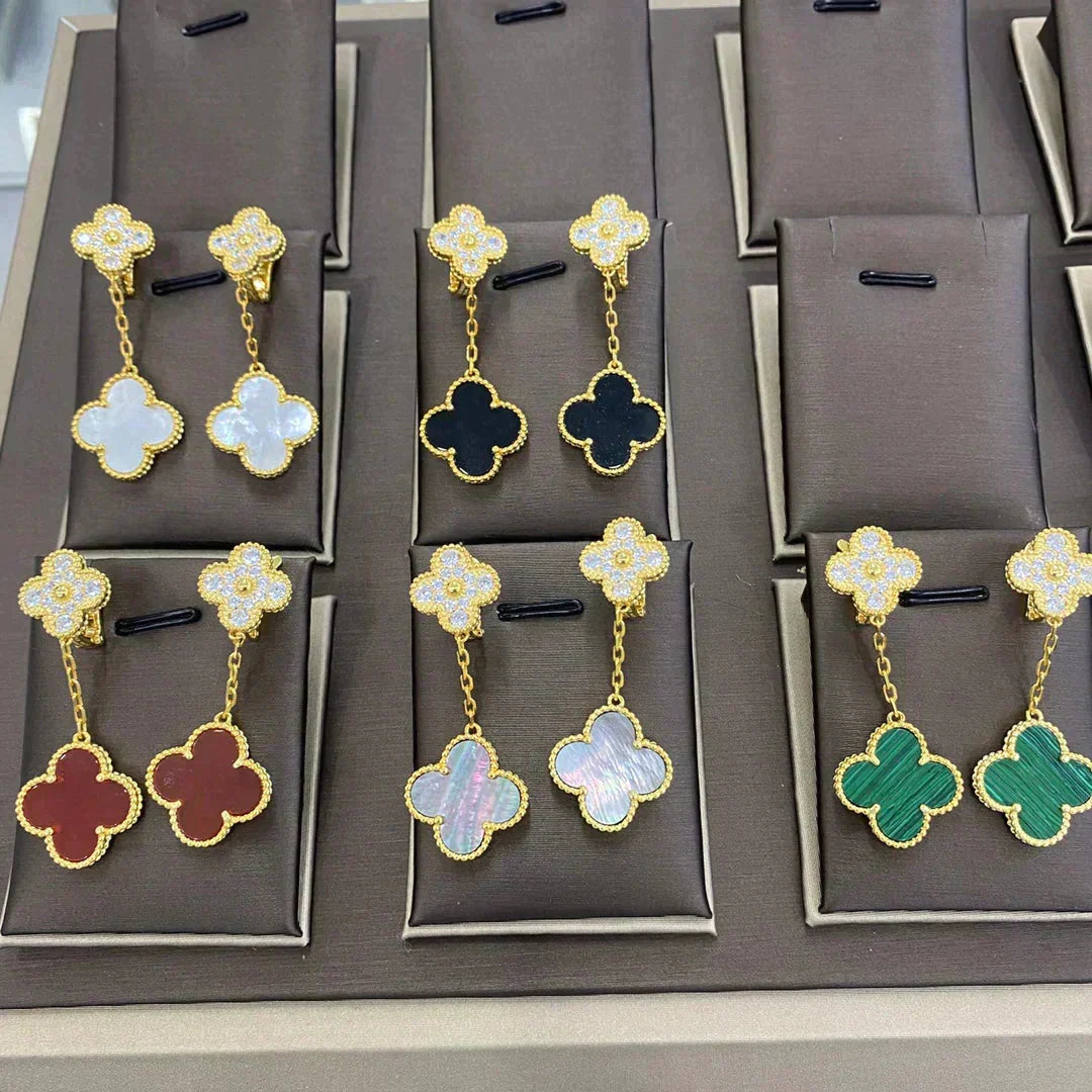[Renovia Jewelry]CLOVER  2 MOTIFS  DIAMOND  EARRINGS (MULTIPLE CHOICESç´