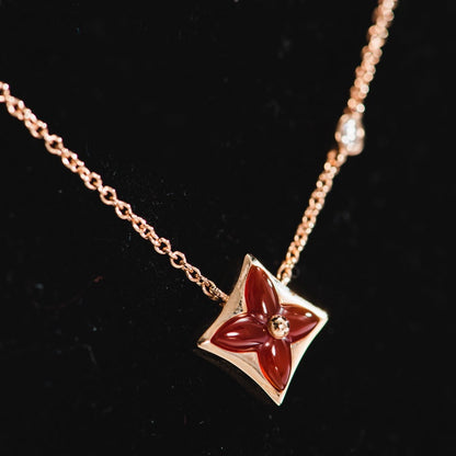 [Renovia Jewelry]STAR NECKLACE PINK GOLD 1 DIAMOND