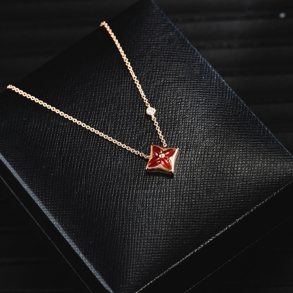 [Renovia Jewelry]STAR NECKLACE PINK GOLD 1 DIAMOND
