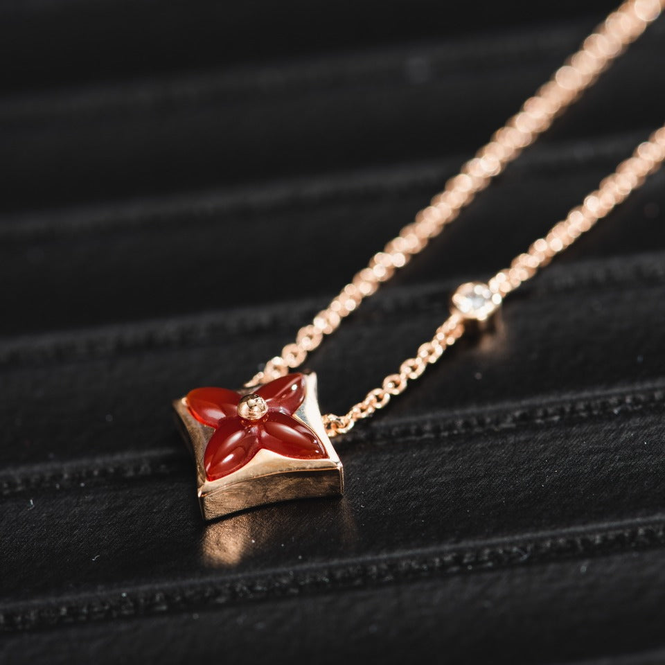 [Renovia Jewelry]STAR NECKLACE PINK GOLD 1 DIAMOND