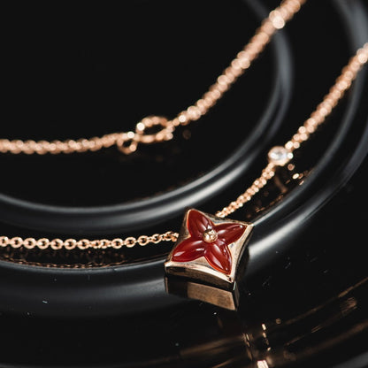 [Renovia Jewelry]STAR NECKLACE PINK GOLD 1 DIAMOND