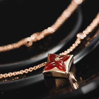 [Renovia Jewelry]STAR NECKLACE PINK GOLD 1 DIAMOND