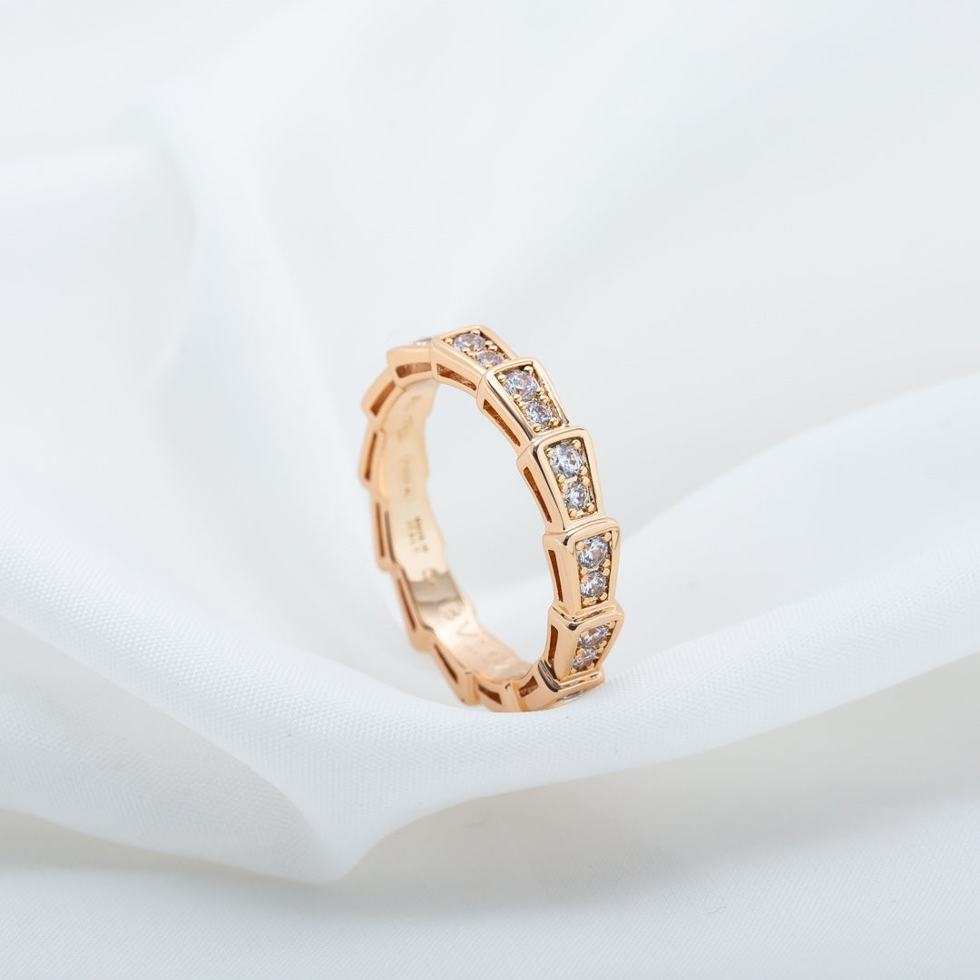 [Renovia Jewelry]SERPENTI RING PINK GOLD DIAMOND PAVED 3MM