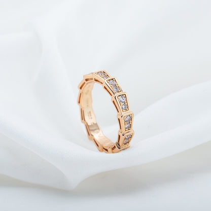 [Renovia Jewelry]SERPENTI RING PINK GOLD DIAMOND PAVED 3MM