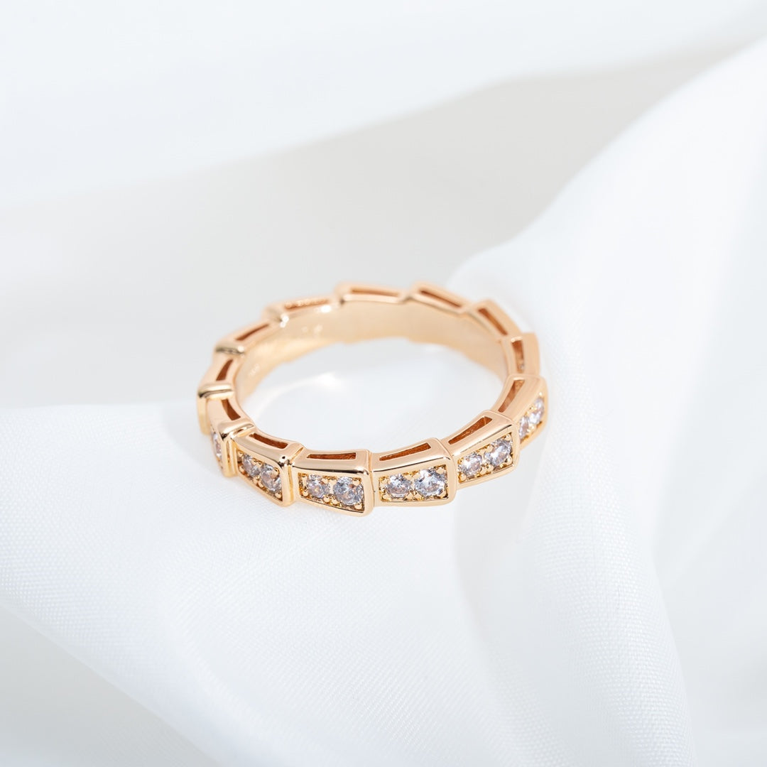 [Renovia Jewelry]SERPENTI RING PINK GOLD DIAMOND PAVED 3MM