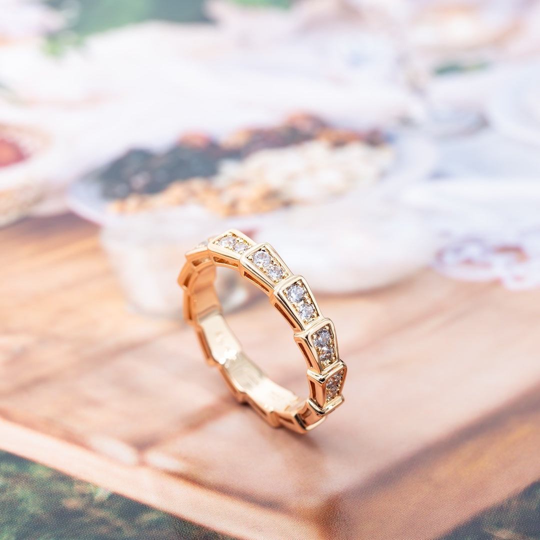 [Renovia Jewelry]SERPENTI RING PINK GOLD DIAMOND PAVED 3MM