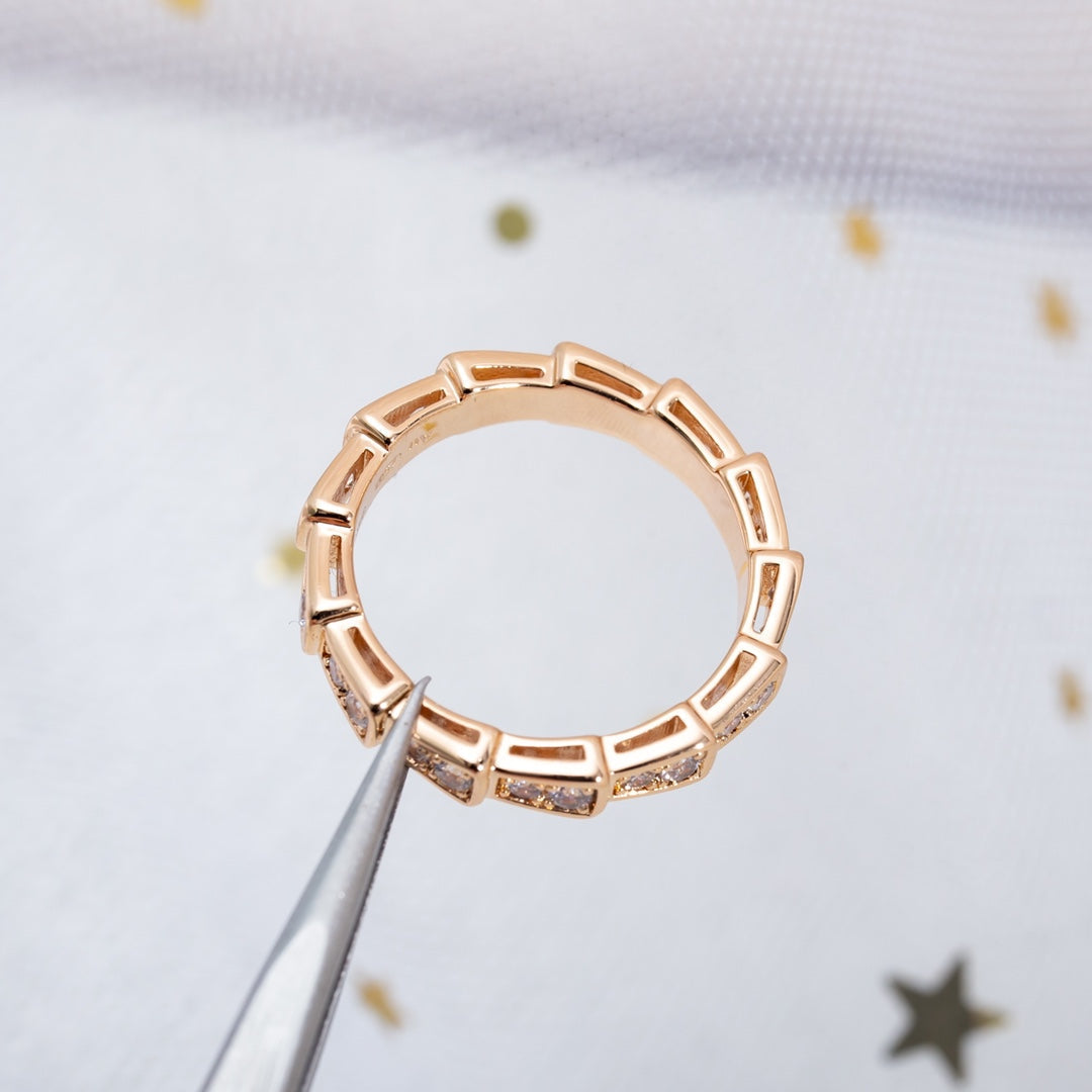 [Renovia Jewelry]SERPENTI RING PINK GOLD DIAMOND PAVED 3MM