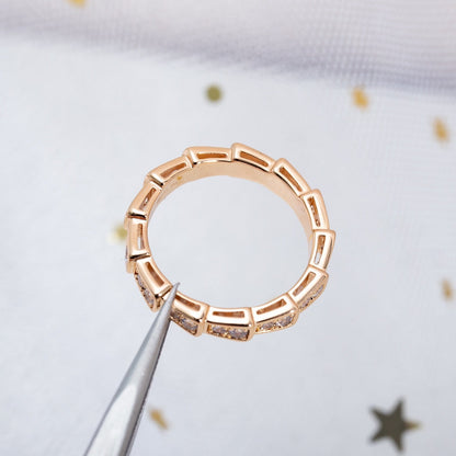 [Renovia Jewelry]SERPENTI RING PINK GOLD DIAMOND PAVED 3MM
