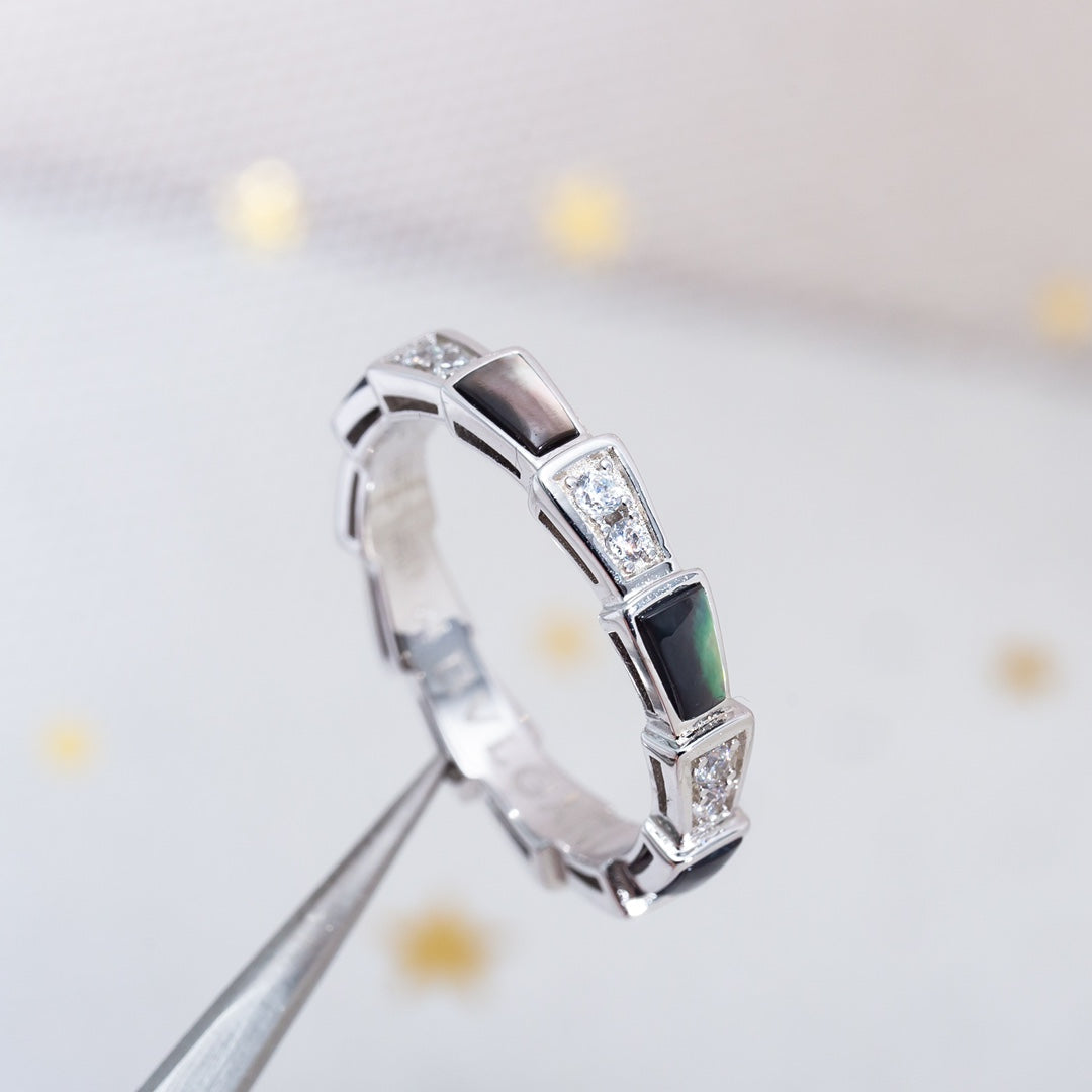 [Renovia Jewelry]SERPENTI RING SILVER  DIAMOND BLACK MOP 3MM