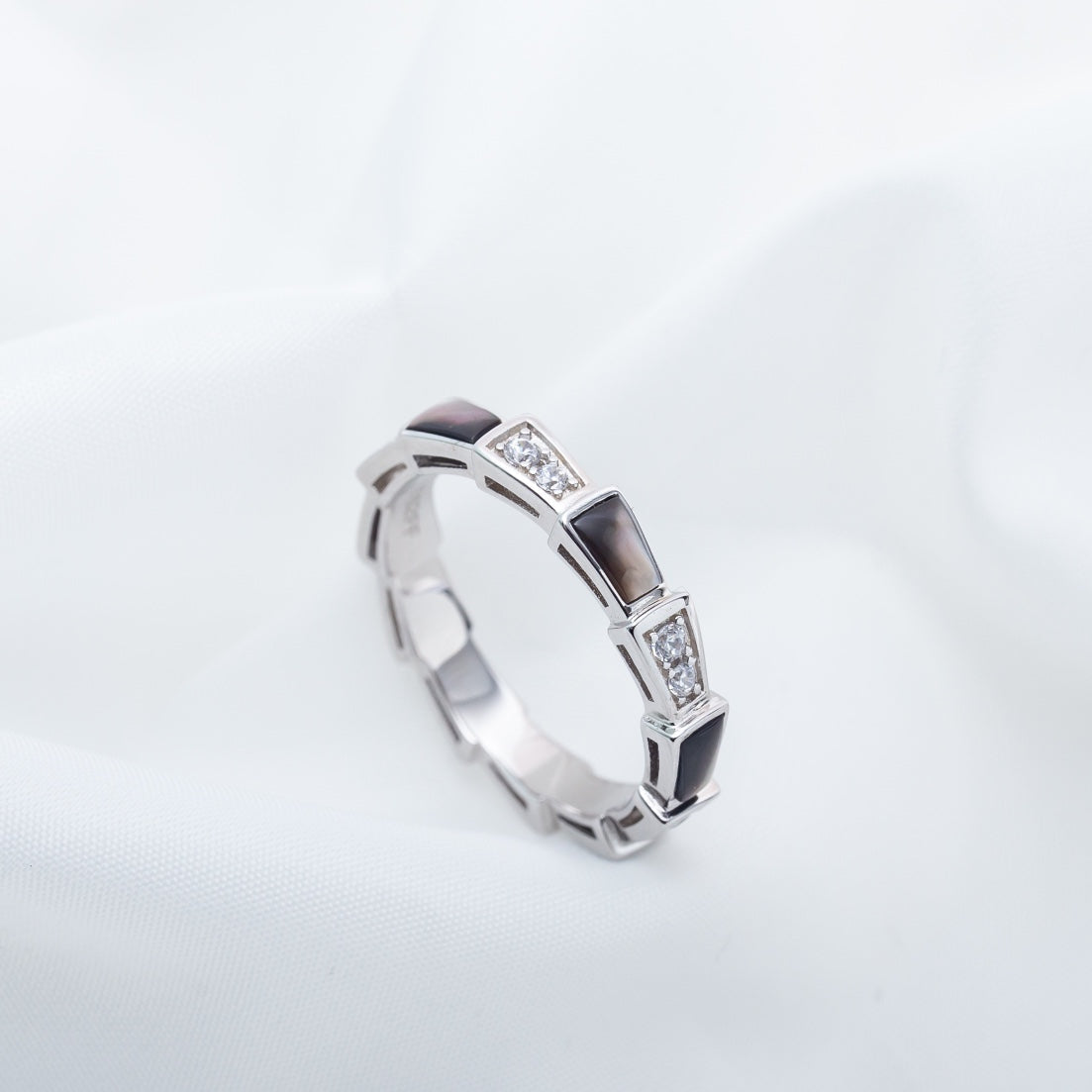[Renovia Jewelry]SERPENTI RING SILVER  DIAMOND BLACK MOP 3MM
