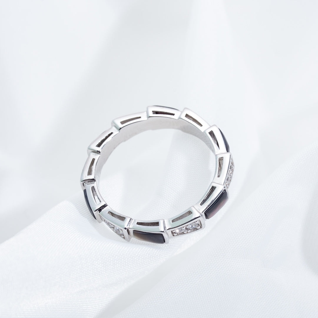 [Renovia Jewelry]SERPENTI RING SILVER  DIAMOND BLACK MOP 3MM