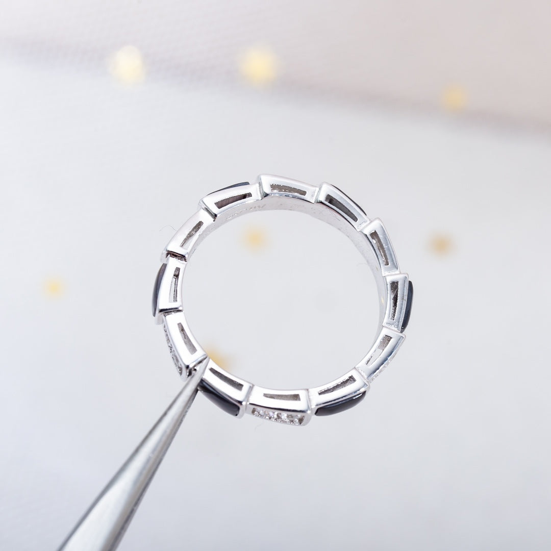 [Renovia Jewelry]SERPENTI RING SILVER  DIAMOND BLACK MOP 3MM