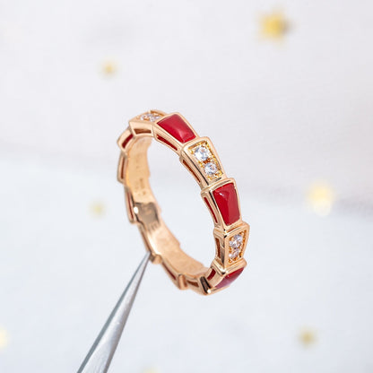 [Renovia Jewelry]SERPENTI RING PINK GOLD CARNELIAN DIAMOND 3MM