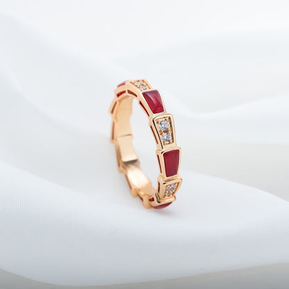 [Renovia Jewelry]SERPENTI RING PINK GOLD CARNELIAN DIAMOND 3MM