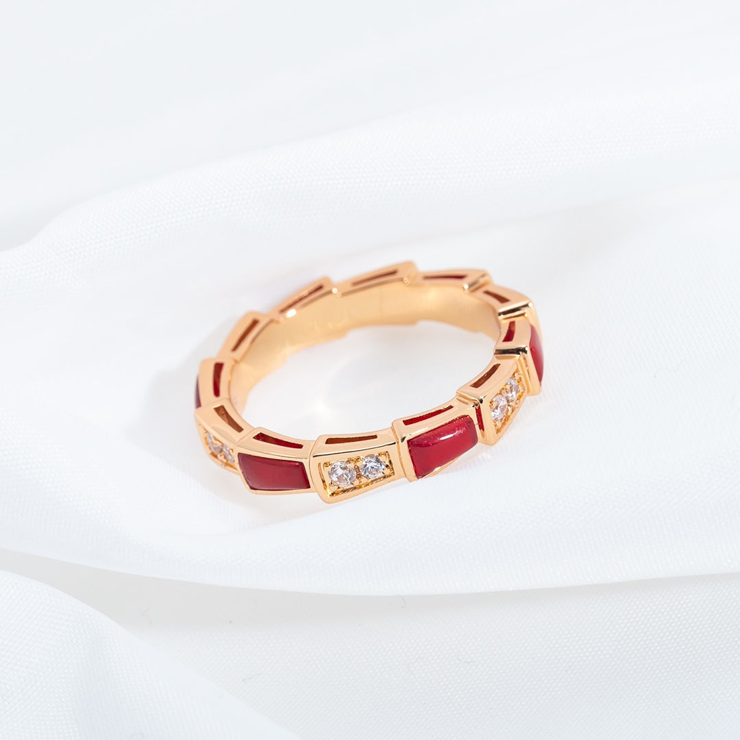 [Renovia Jewelry]SERPENTI RING PINK GOLD CARNELIAN DIAMOND 3MM