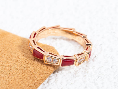 [Renovia Jewelry]SERPENTI RING PINK GOLD CARNELIAN DIAMOND 3MM