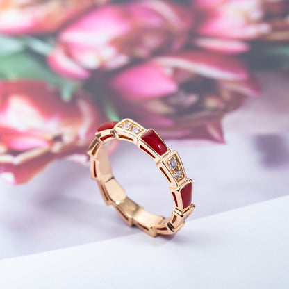 [Renovia Jewelry]SERPENTI RING PINK GOLD CARNELIAN DIAMOND 3MM