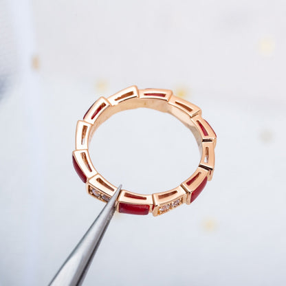 [Renovia Jewelry]SERPENTI RING PINK GOLD CARNELIAN DIAMOND 3MM