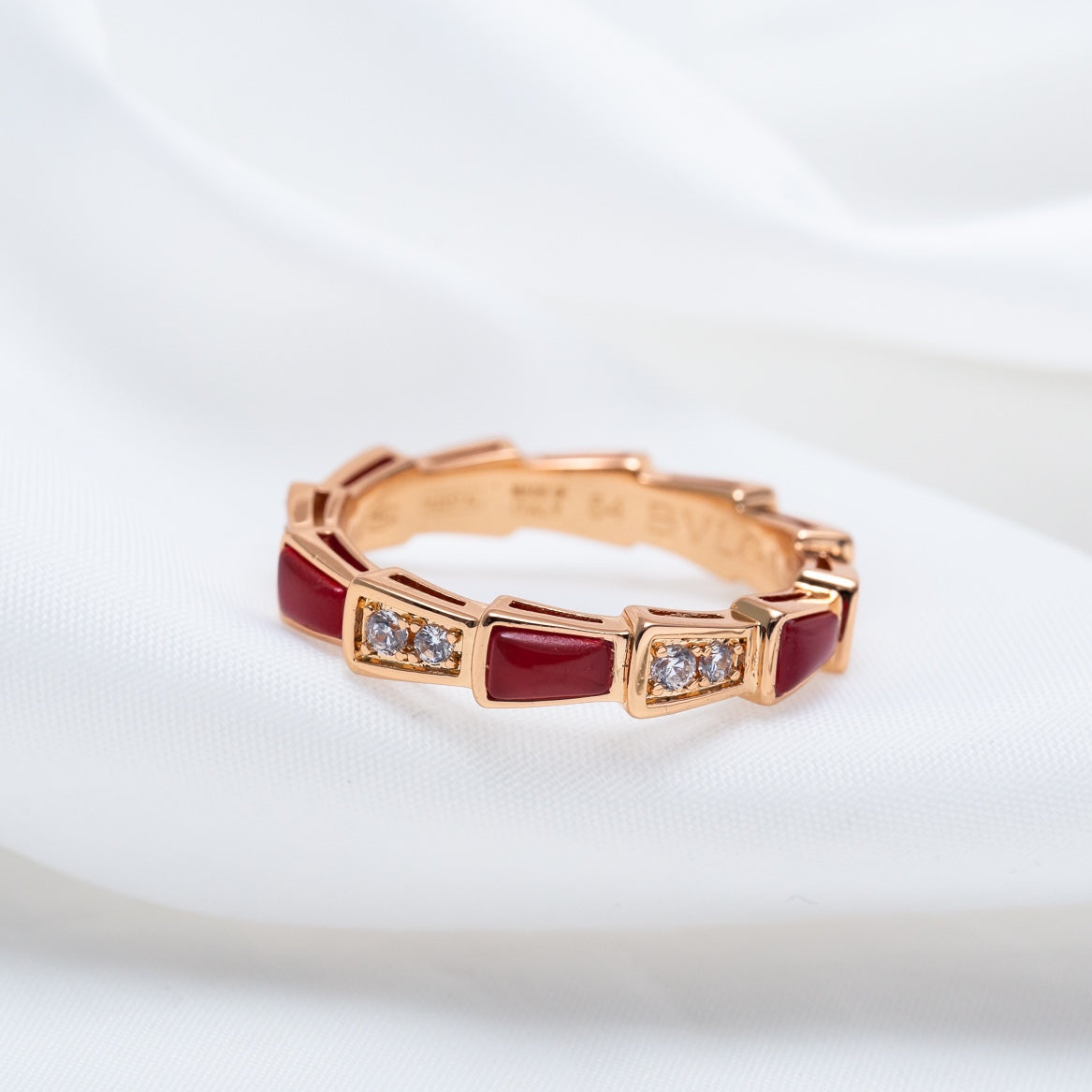 [Renovia Jewelry]SERPENTI RING PINK GOLD CARNELIAN DIAMOND 3MM