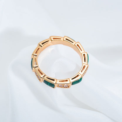 [Renovia Jewelry]SERPENTI RING PINK GOLD MALACHITE DIAMOND 3MM