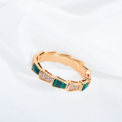 [Renovia Jewelry]SERPENTI RING PINK GOLD MALACHITE DIAMOND 3MM