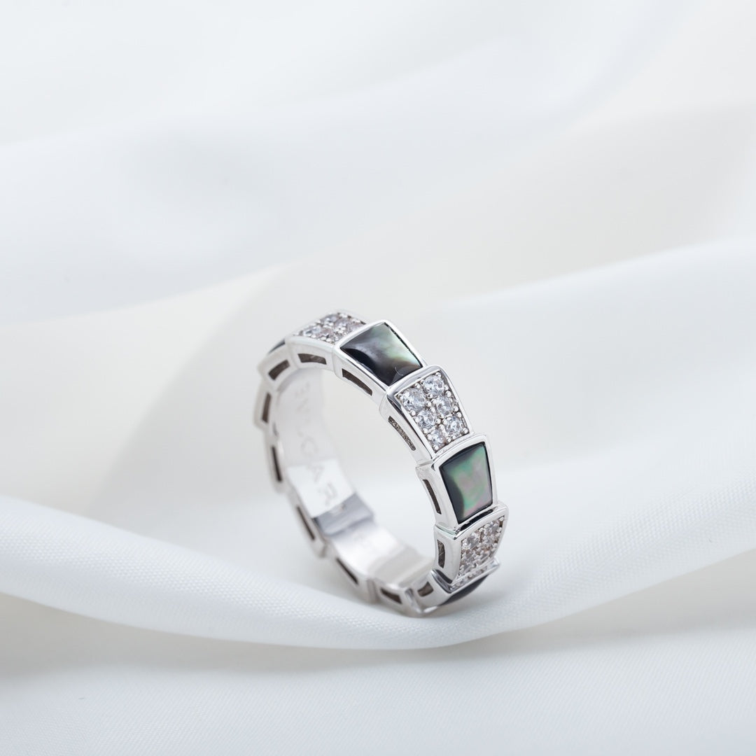 [Renovia Jewelry]SERPENTI RING SILVER DIAMOND BLACK MOP 4MM