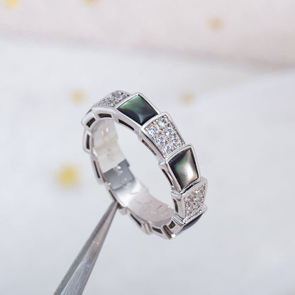[Renovia Jewelry]SERPENTI RING SILVER DIAMOND BLACK MOP 4MM