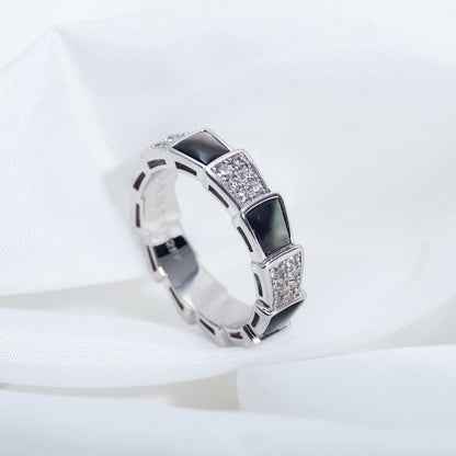 [Renovia Jewelry]SERPENTI RING SILVER DIAMOND BLACK MOP 4MM