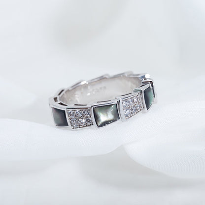 [Renovia Jewelry]SERPENTI RING SILVER DIAMOND BLACK MOP 4MM