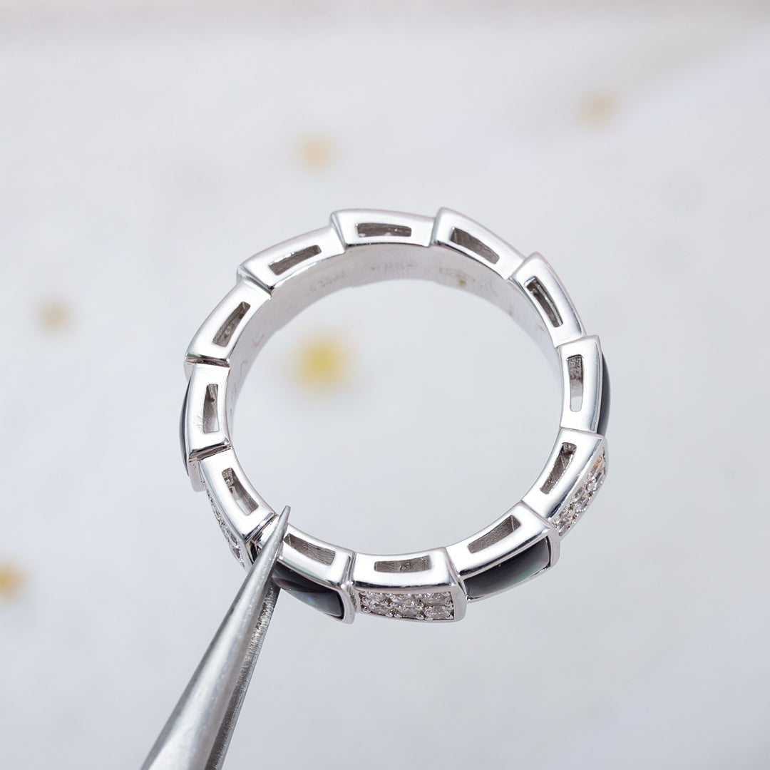 [Renovia Jewelry]SERPENTI RING SILVER DIAMOND BLACK MOP 4MM