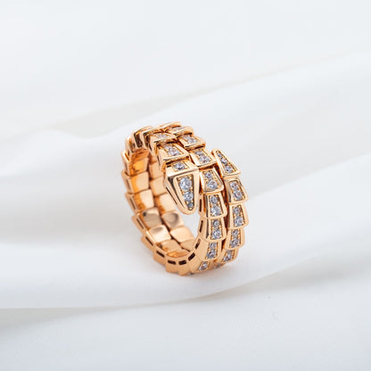 [Renovia Jewelry]SERPENTI RING PINK GOLD DIAMOND DOUBLE ROW