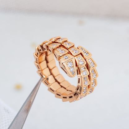 [Renovia Jewelry]SERPENTI RING PINK GOLD DIAMOND DOUBLE ROW