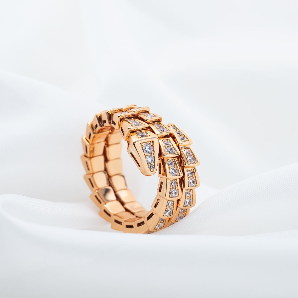 [Renovia Jewelry]SERPENTI RING PINK GOLD DIAMOND DOUBLE ROW