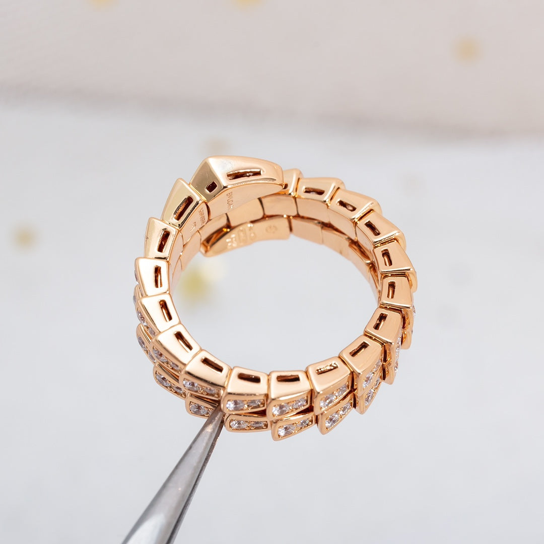 [Renovia Jewelry]SERPENTI RING PINK GOLD DIAMOND DOUBLE ROW