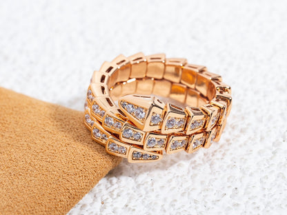 [Renovia Jewelry]SERPENTI RING PINK GOLD DIAMOND DOUBLE ROW