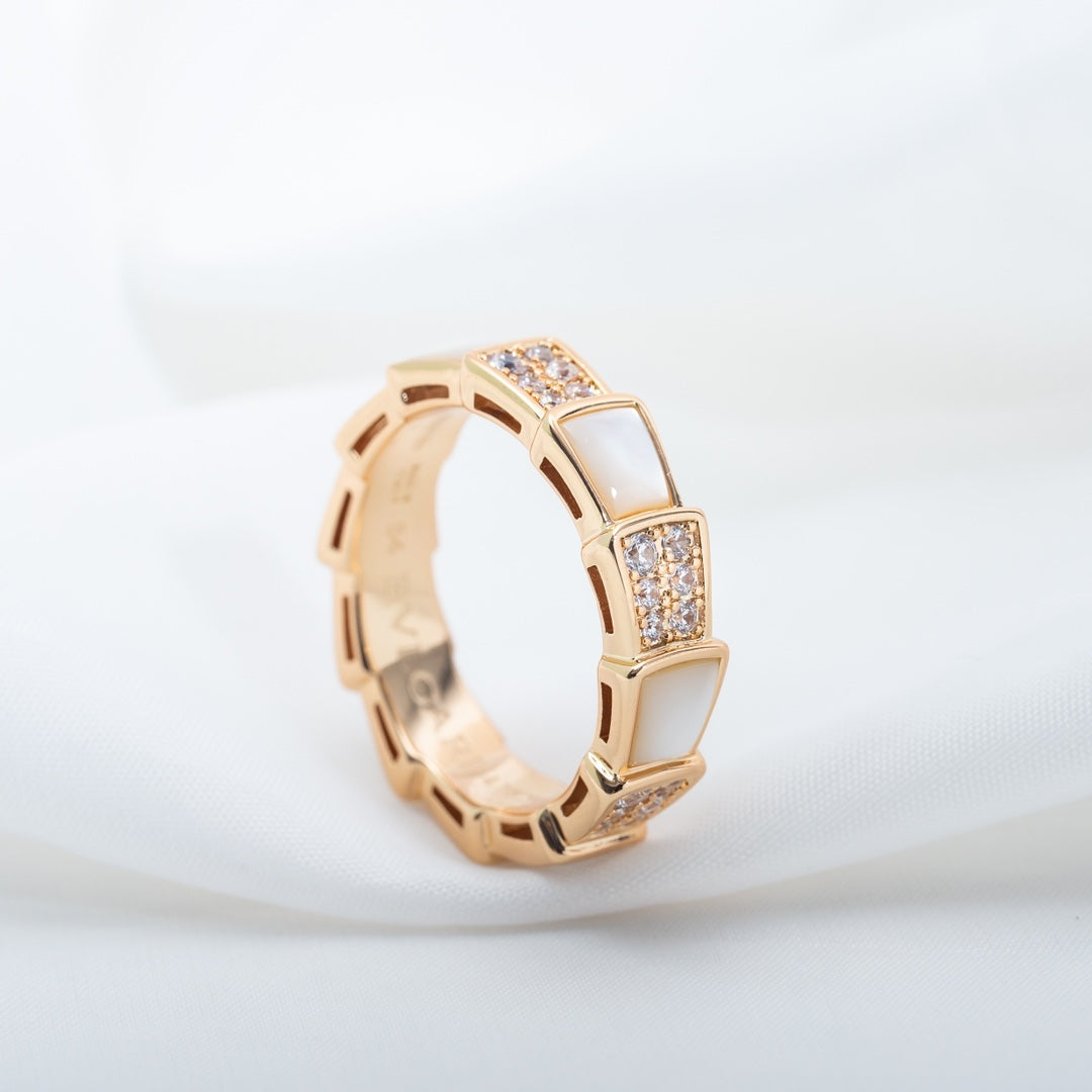[Renovia Jewelry]SERPENTI RING PINK GOLD MOP DIAMOND PAVED 4MM