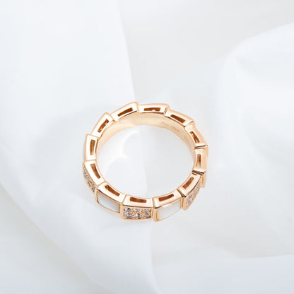 [Renovia Jewelry]SERPENTI RING PINK GOLD MOP DIAMOND PAVED 4MM