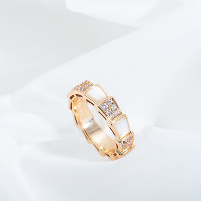 [Renovia Jewelry]SERPENTI RING PINK GOLD MOP DIAMOND PAVED 4MM