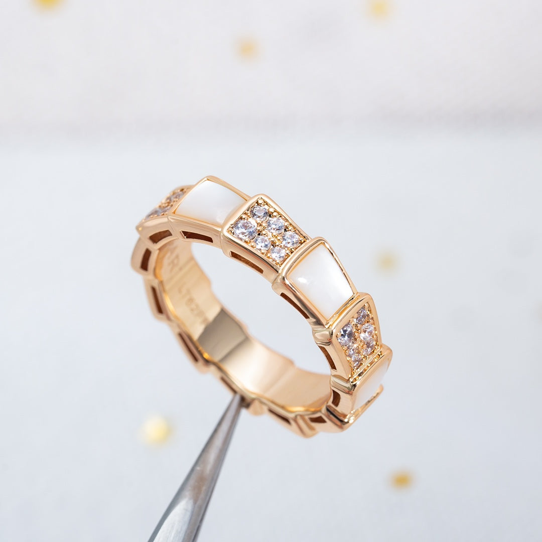 [Renovia Jewelry]SERPENTI RING PINK GOLD MOP DIAMOND PAVED 4MM