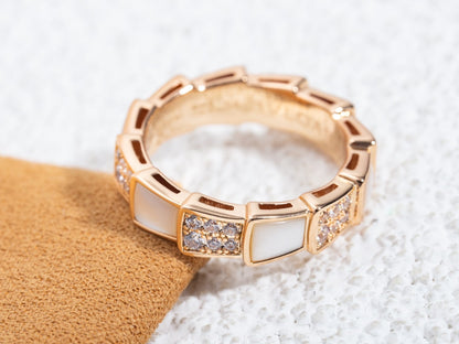 [Renovia Jewelry]SERPENTI RING PINK GOLD MOP DIAMOND PAVED 4MM