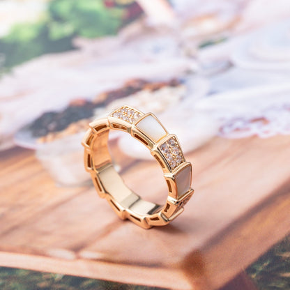 [Renovia Jewelry]SERPENTI RING PINK GOLD MOP DIAMOND PAVED 4MM