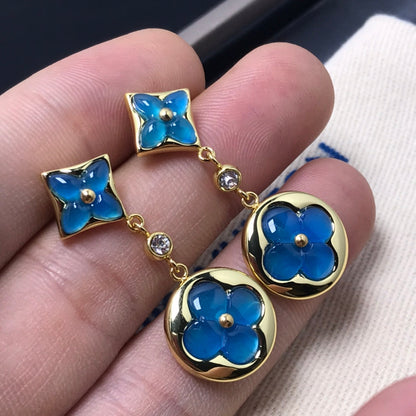 [Renovia Jewelry]STAR AND SUN AGATE DIAMOND EARRINGS