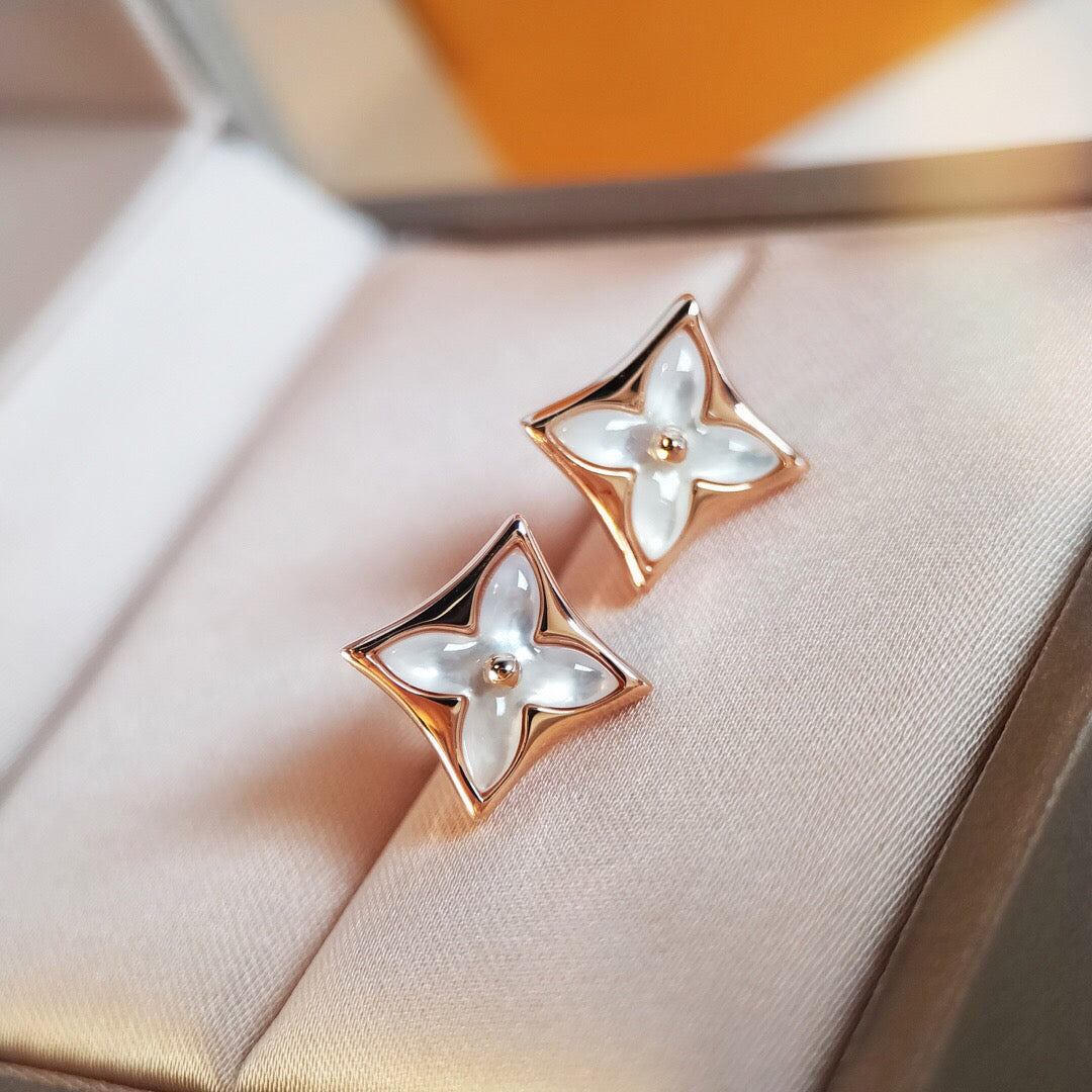 [Renovia Jewelry]STAR MOP PINK GOLD EARRINGS